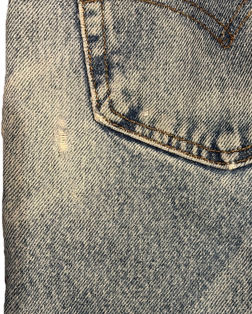 Vintage Levis 505 0216 Womens 31×26 Jeans Straight Distressed Paint Indigo Fades
