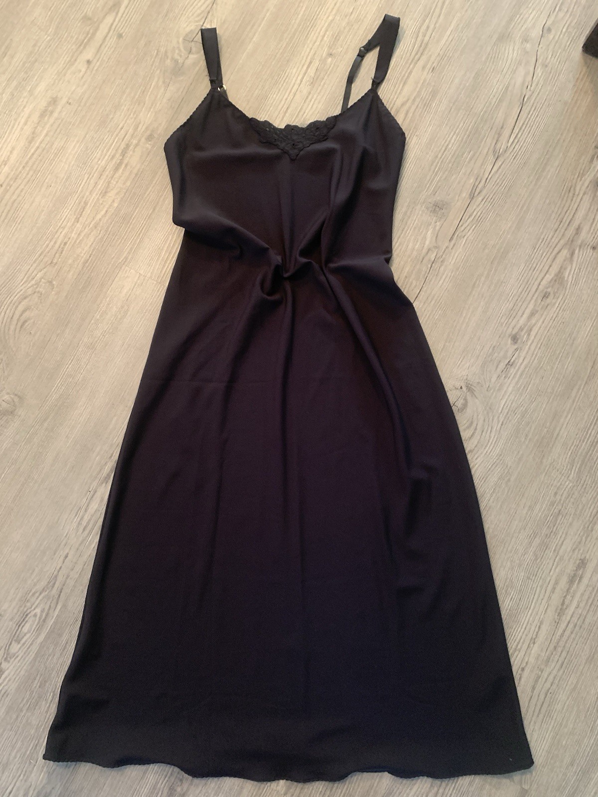 Vanity Fair Vintage Long Black Full Slip Dress 34 32”/40 Adjustable Strap 10-631