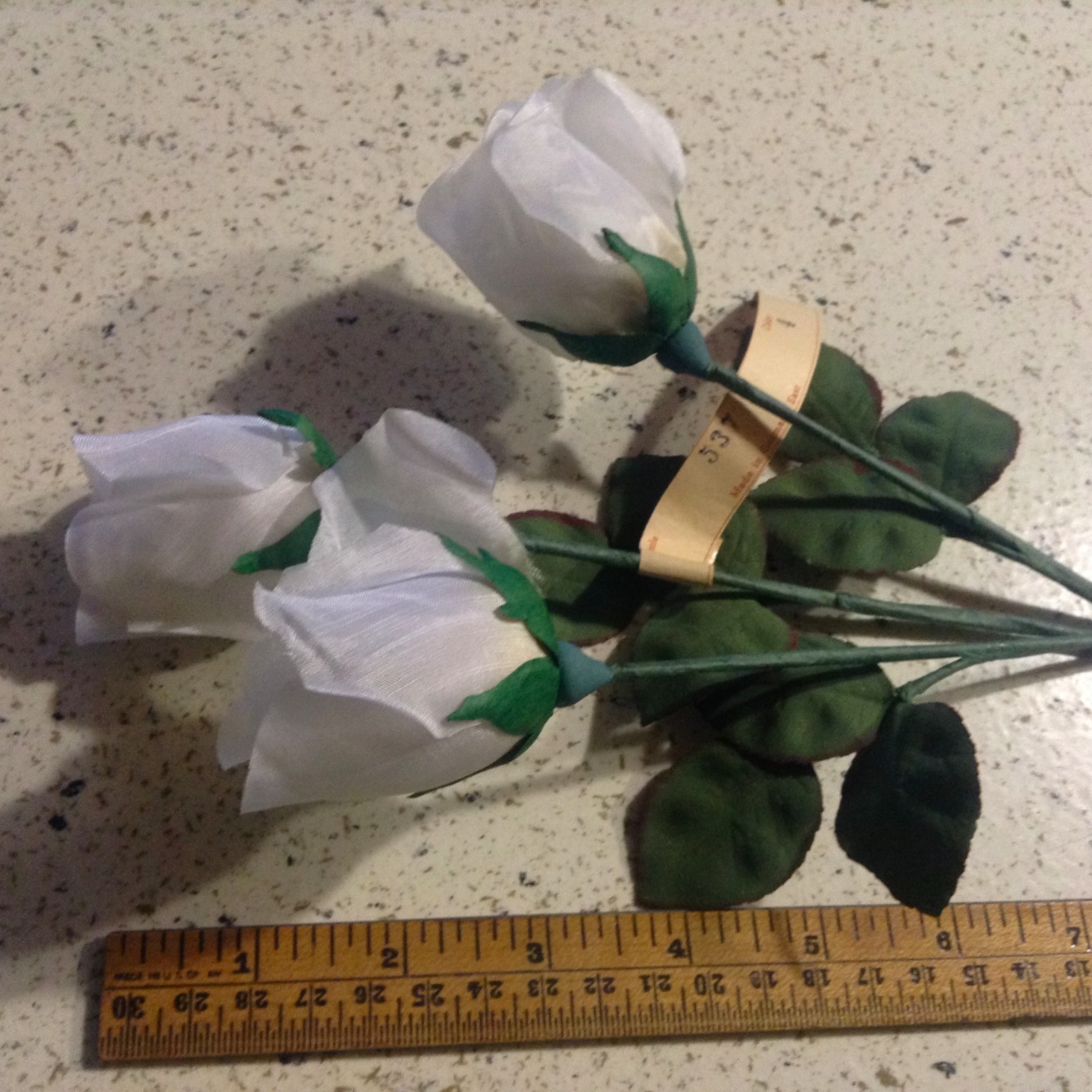 Vintage Millinery Flower 2 1/4″ 3pc White Lot German for Hat Bride or Hair Y125