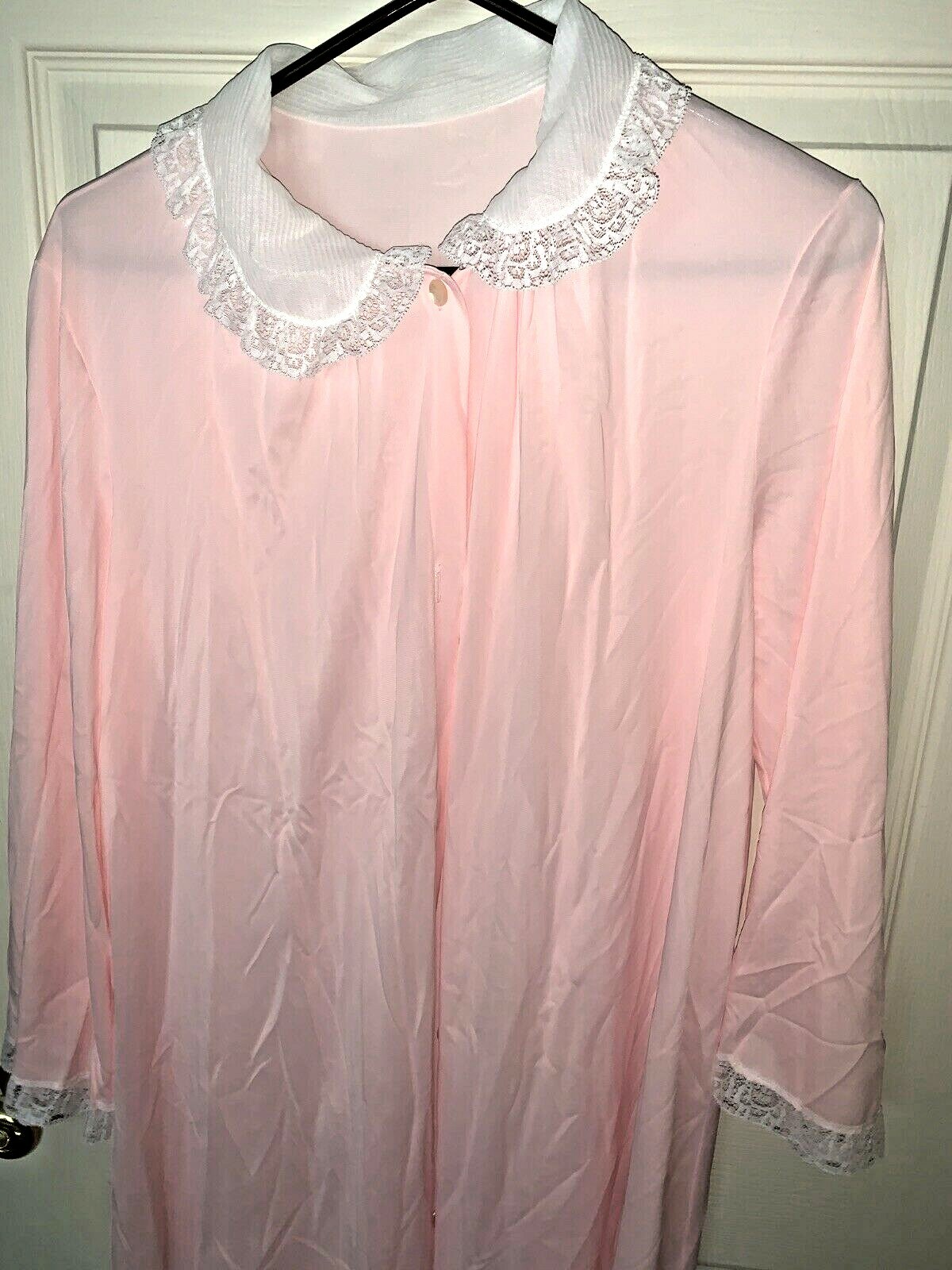 Vintage Vanity Fair Pretty Pink Boudoir Robe Sz 38 Satin Ruffle Accent ❤️tb11j3