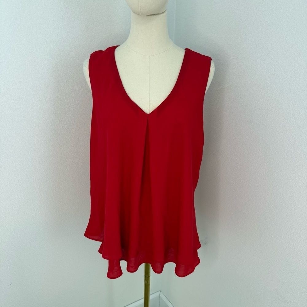 Frank Lyman Design Red V-Neck Sleeveless Flared Camisole – Size 12