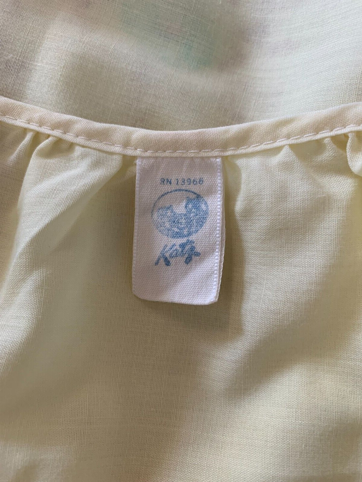 Vintage 1960’s KATZ Babydoll Nightgown Top Pajamas Yellow Floral Embroidery 42″