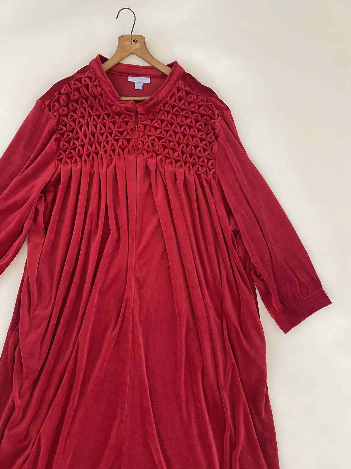 Vintage 90s Robe House Dress Red Heavy Velvet Only Necessities Sz 5X 38 / 40 EUC