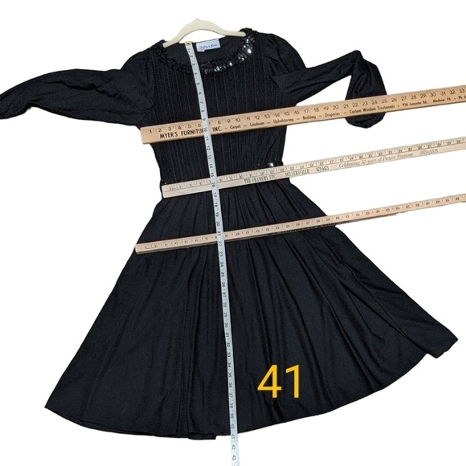 Vintage Sally’s Girl black cocktail event pinup style dress sequins size 6