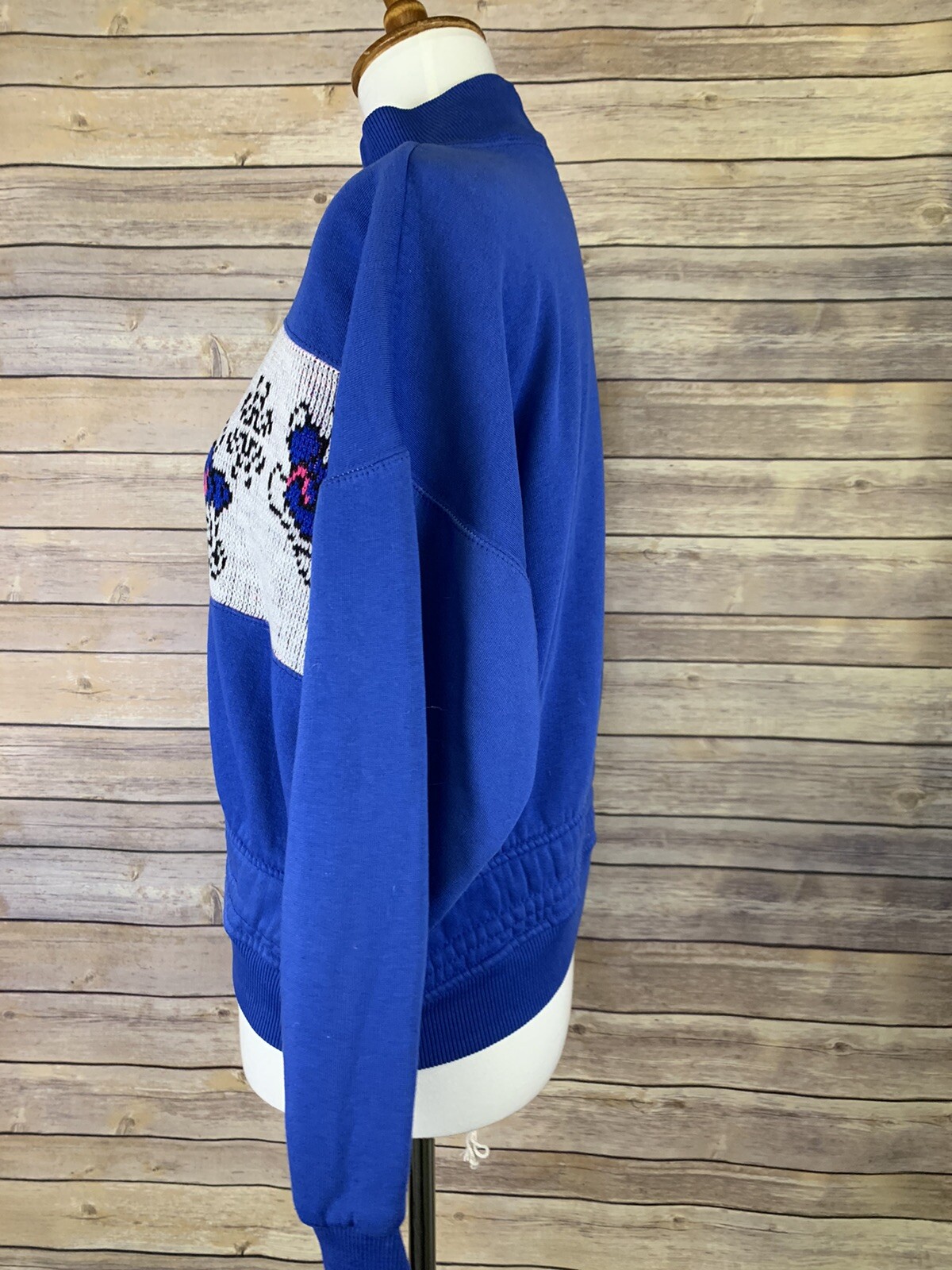 Dashers Womens M Vintage Bear Shirt Sweatshirt Drawstring Waist Blue 90s