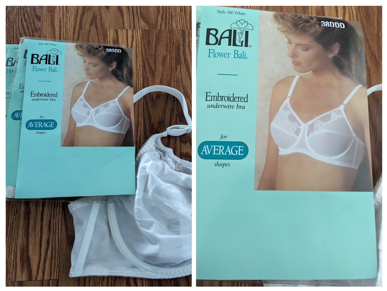 NOS Lot of 3 Vintage BALI 1988 80s White Underwire Bras lace 38DDD Mervyn’s bra