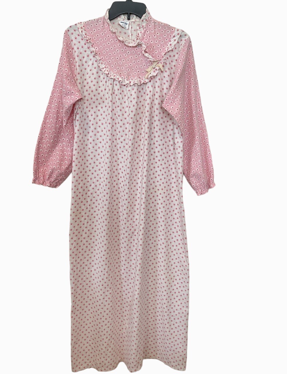 Vtg Dream Wear Nightgown Small Womens Flannel Pink Granny Modest Floral USA Read
