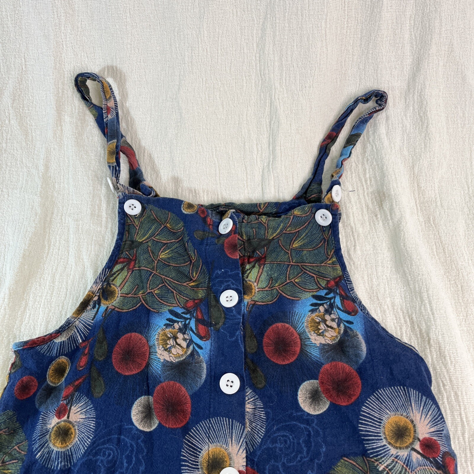 Boho Romper Cottage Hippie Fairy Core Emery Rose Sz M Pockets Distressed Hem