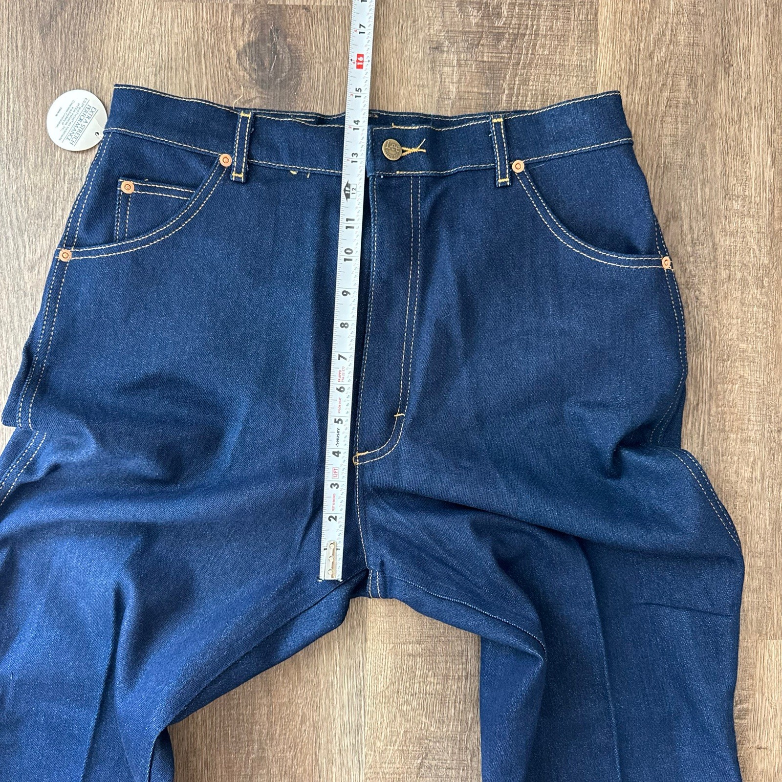 Vtg 70s 80s Lee Riders Jeans Dark Wash High Rise Talon 42 Creased USA Made Sz 18