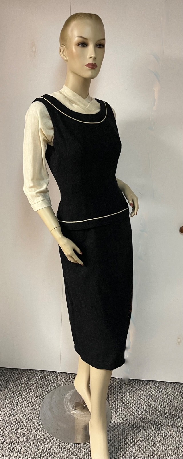 Vintage 1940s 1950s 2 PC David/Carole King Wool/Acrilan Dress Ensemble Bust 34