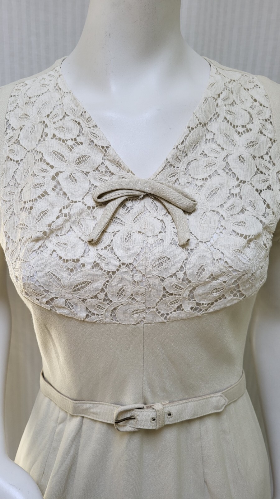 2 Piece Vintage 50’s ORIGINAL FRANKLIN Cream DRESS & BOLERO JACKET – Size S