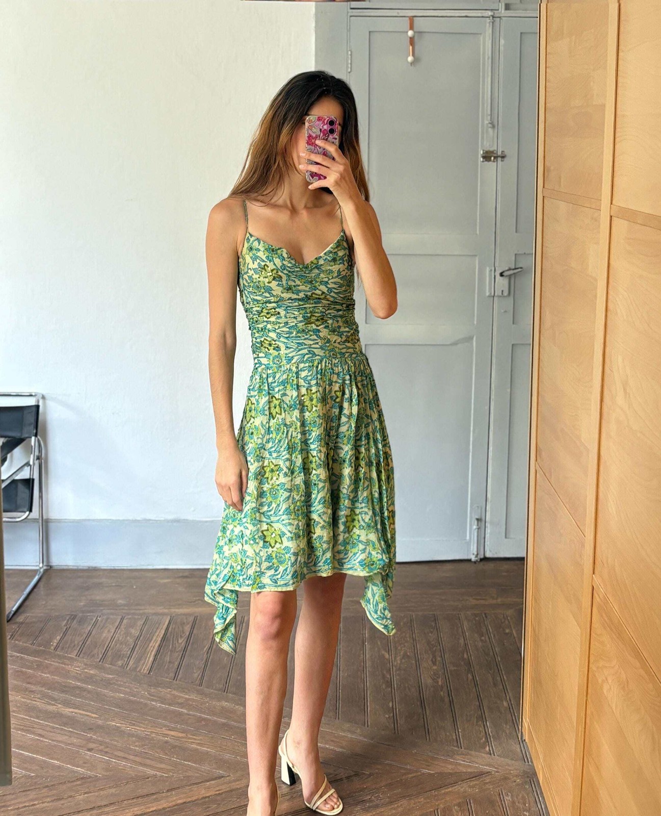 Petite Vintage Etxart & Panno 100% Silk Two Piece, Luxury Set with Sequin Floral