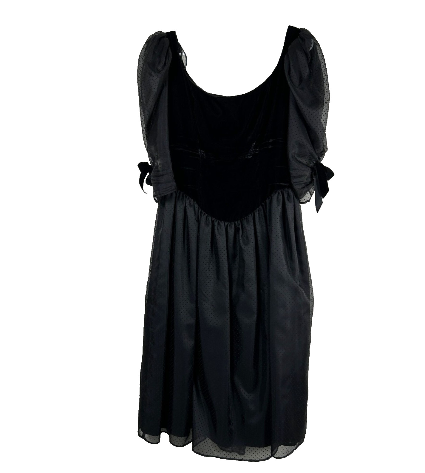 Vintage Gunne Sax Jessica McClintock Dress Size 11 Black Velvet Lace Gothic Gown