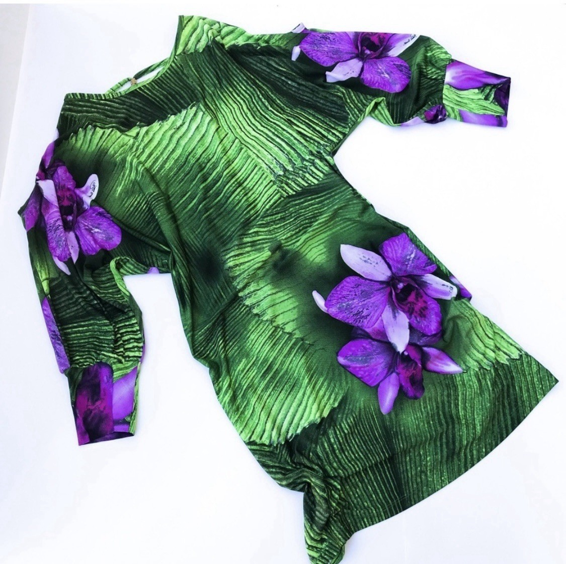 Vintage Runway & Magazine Roberto Cavalli Purple & Green Floral Dress M – XL