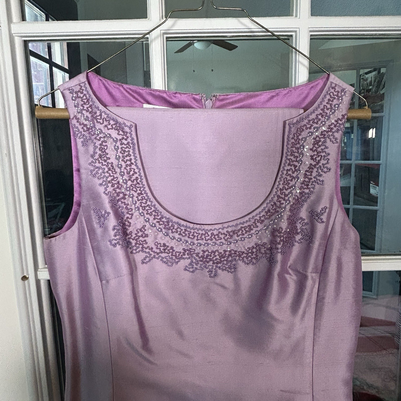 Lillie Rubin X Kay Unger Vintage 1990s 100% Silk Lavender Beaded Dress Jacket 6