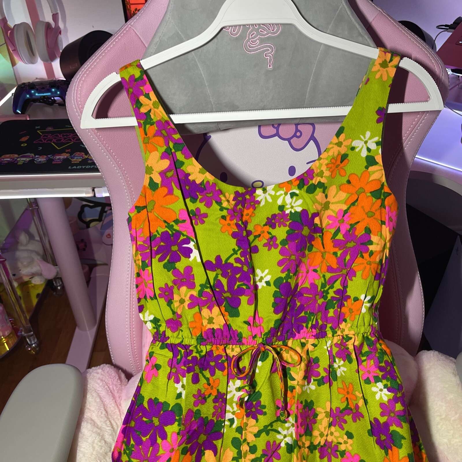 Vintage 60s 70s Sun Fashions of Hawaii Honolulu Floral Colorful Maxi Dress 10