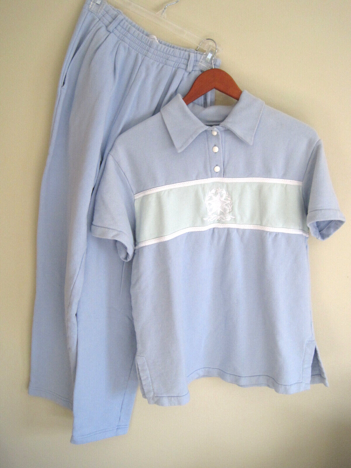 Vtg ST. JOHN SPORT Sweatsuit MARIE GRAY 2 Piece Shirt Sweatpant Italy Size M & P
