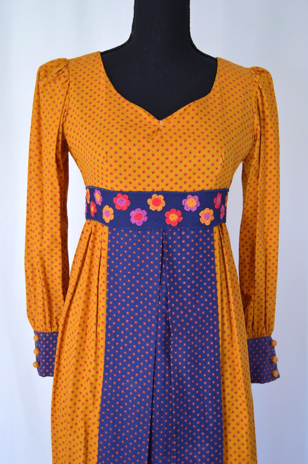 Vntg. Womens/Juniors Color Block Boho Hippie Prairie Dress – Jody of California