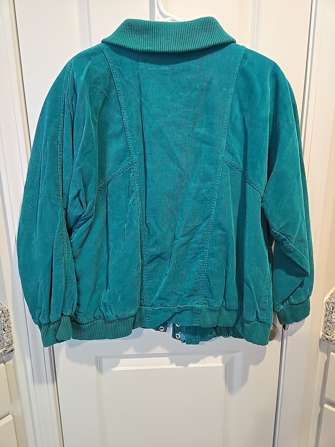 VTG Blair Green Corduroy Zip and Button Up Collared Plaid Lined Jacket Size L