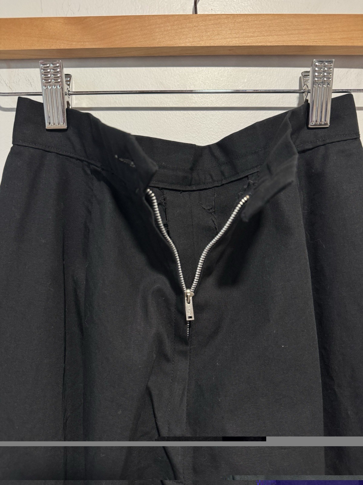 Vintage 40s 50s Black Capri Cigarette Pants Metal Back Zipper Handmade 22” Waist