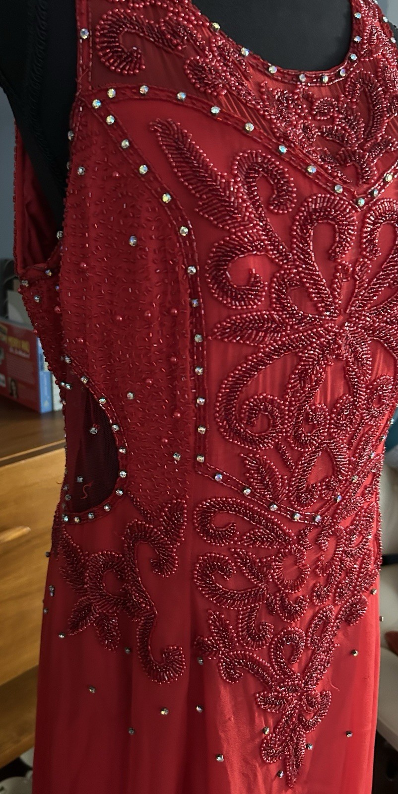 Vintage Red My Fashion dress Gown With Sequins And Beads Women’s 16