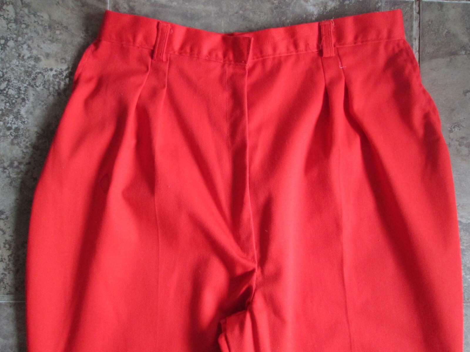 Vintage Original Mom Pants 26×28 Red Orange Pleated Tapered Leg Cotton Handmade