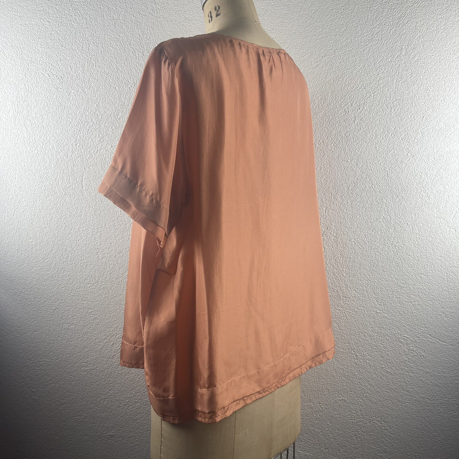 Vintage l 80s XL WinterSilks Silk Pin Tuck Pleated Short Sleeve Relax Fit Blouse
