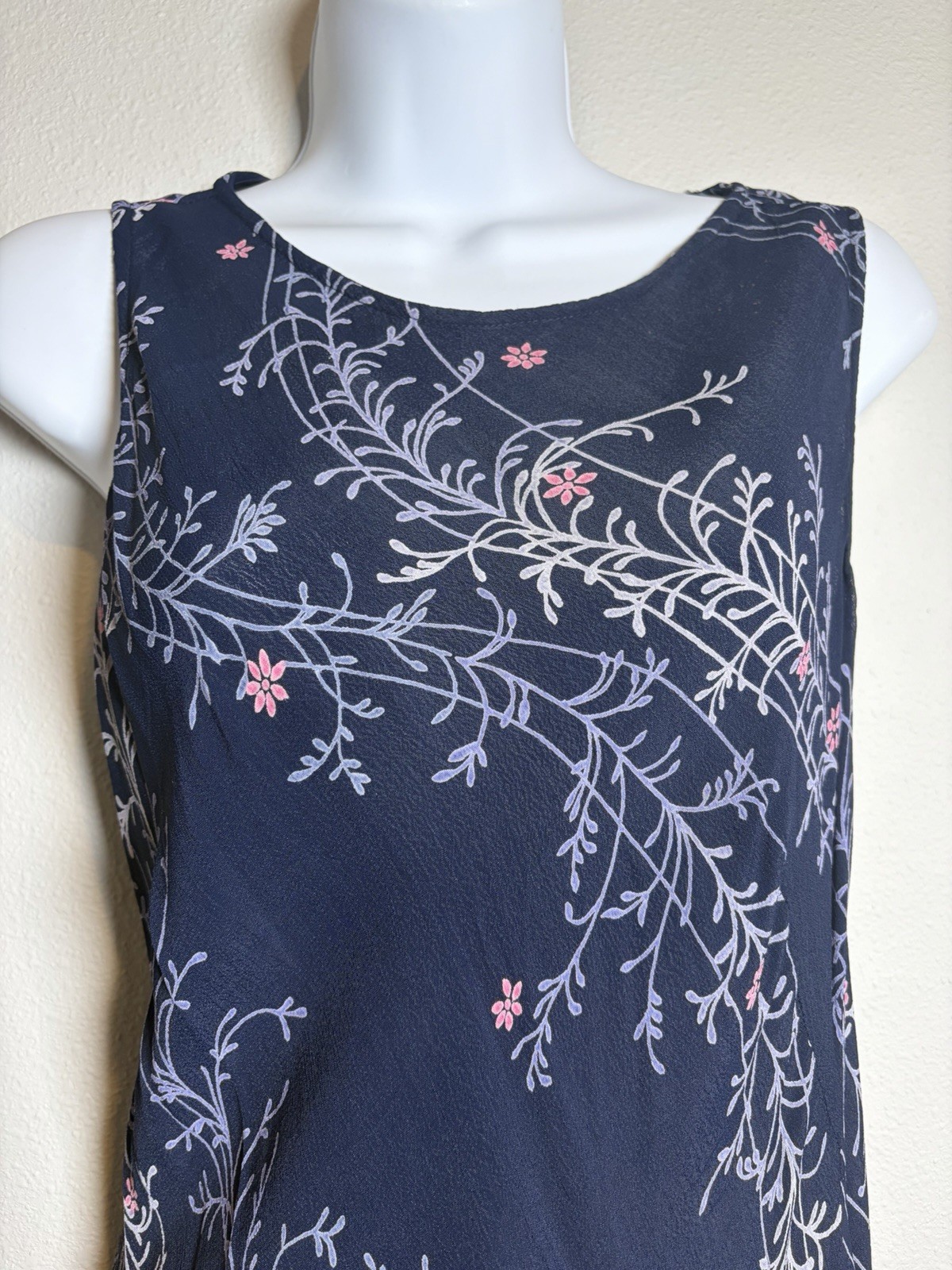 Vtg 90s Nostalgia Navy Blue Midi Slip Dress~L~Rayon Crepe Bias Cut Grunge Femme