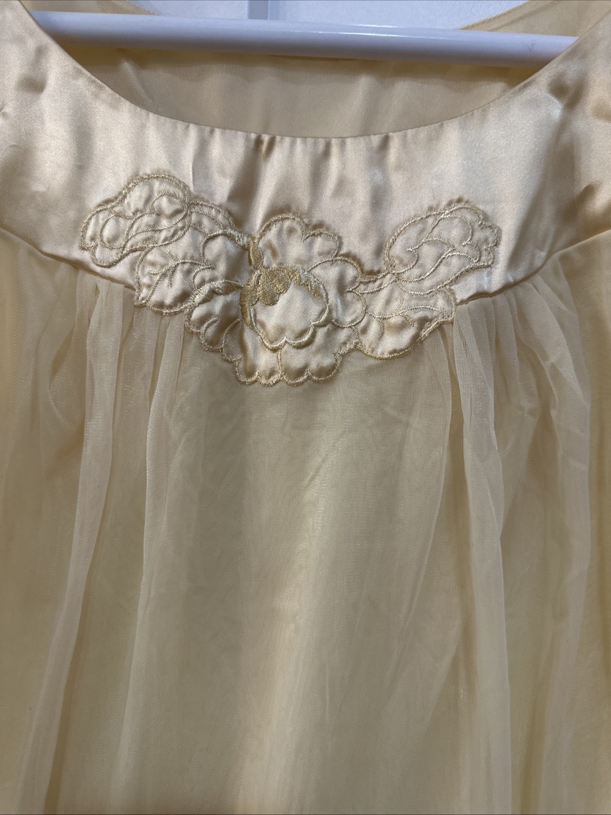 Vtg Gossard Artemis Yellow Chiffon Nightgown & Robe Set Peignor M Style 1101
