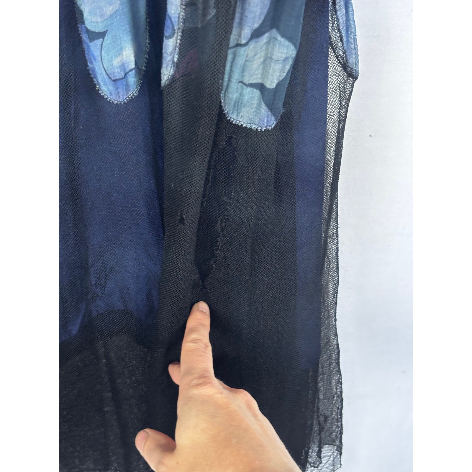 Antique 1920s Navy Floral Silk Dress Flapper Era Flutter Sleeve Drop Waist