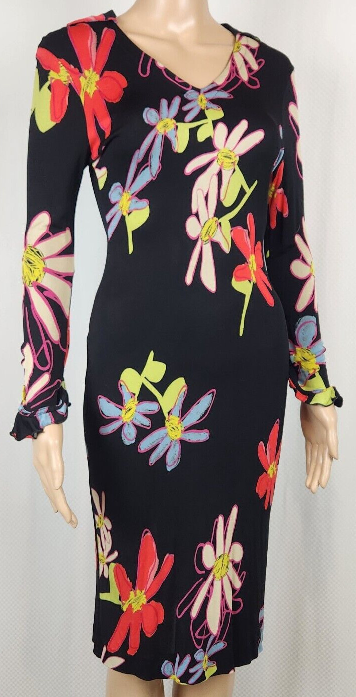 CHRISTIAN LACROIX Women size 8 Floral Print Dress Luxury celebrity Vintage 90s