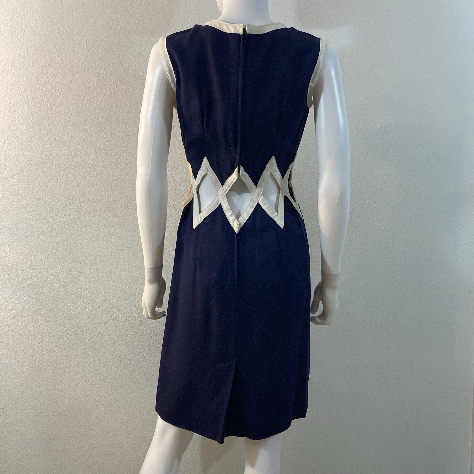 Vintage 1960’s Mod Cut Out Mini Dress Navy Blue Size Small