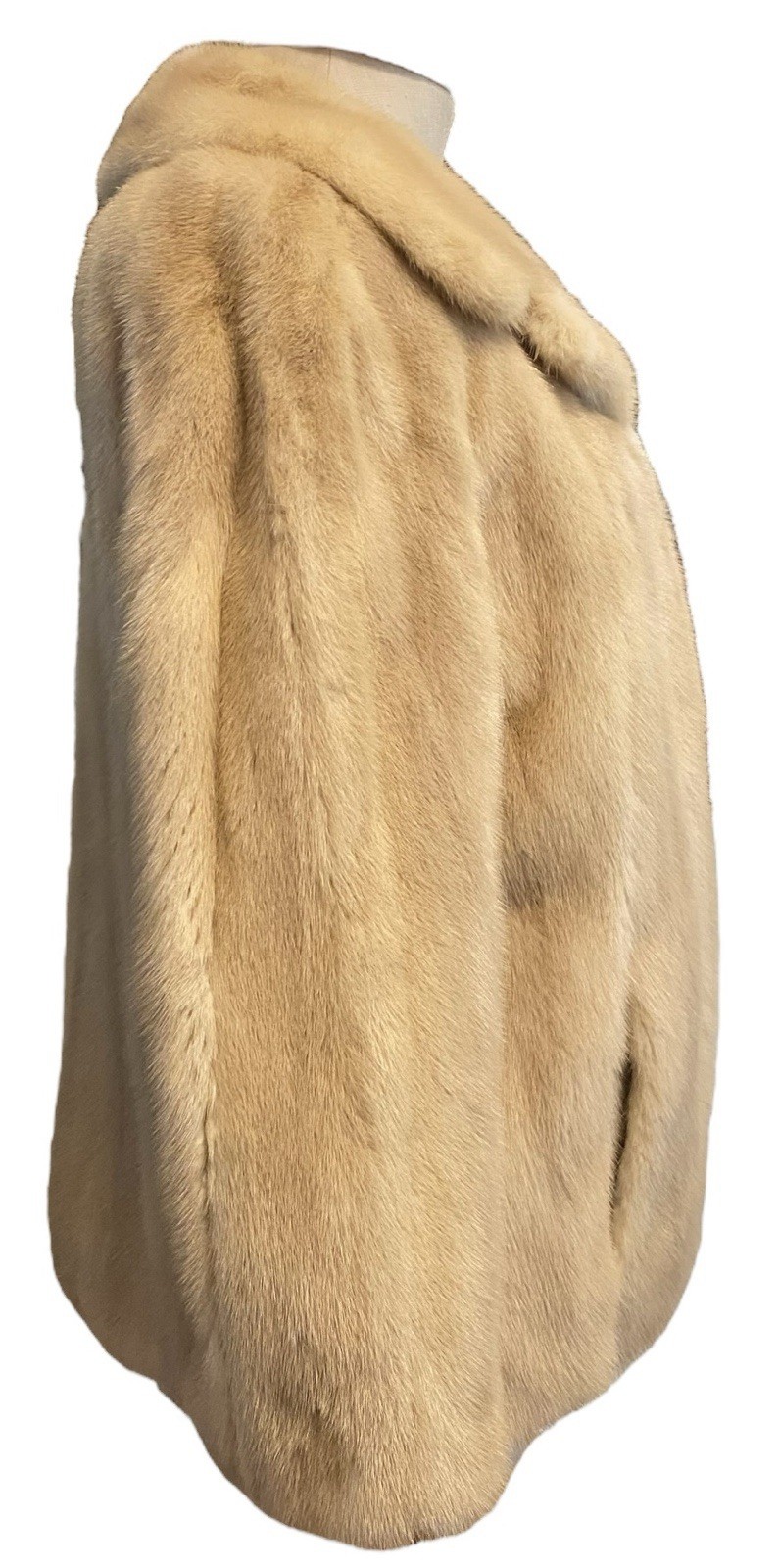 VTG 26” Natural Tourmaline Mink Fur Swing Coat Women’s Sz S/M Montaldos