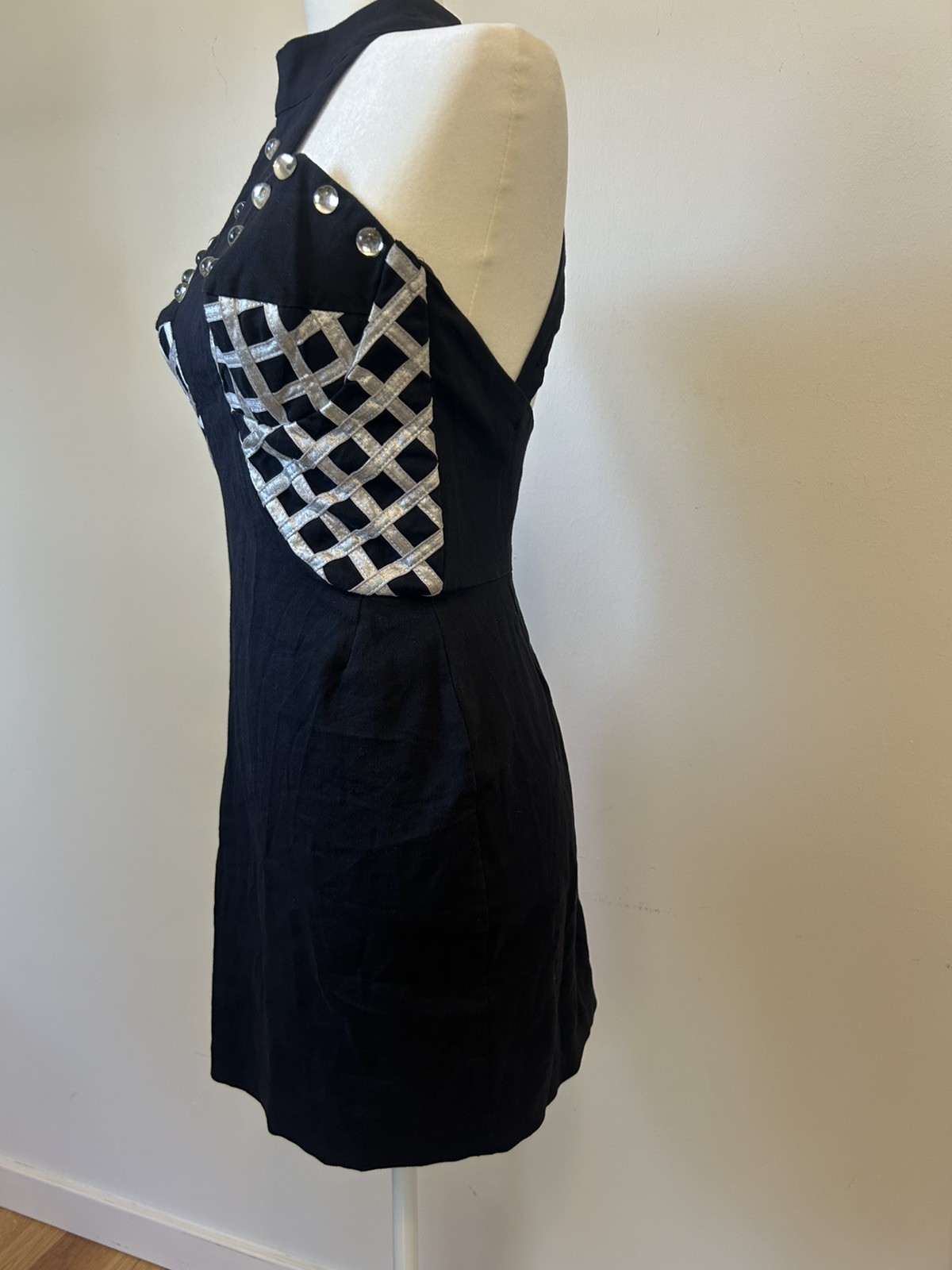 Vintage 80s/90s Private Club Studded Embellished Bustier Halter Bodycon Dress