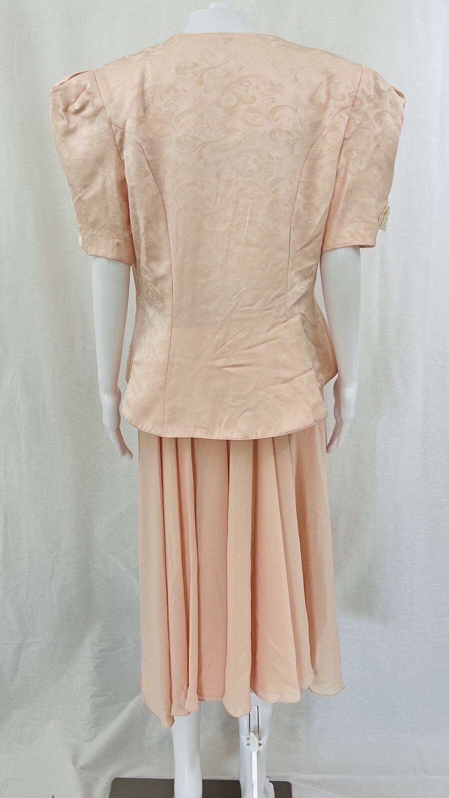 In the Mood Vintage Pink Peach dress And Jacket With White Lace Sz. 16