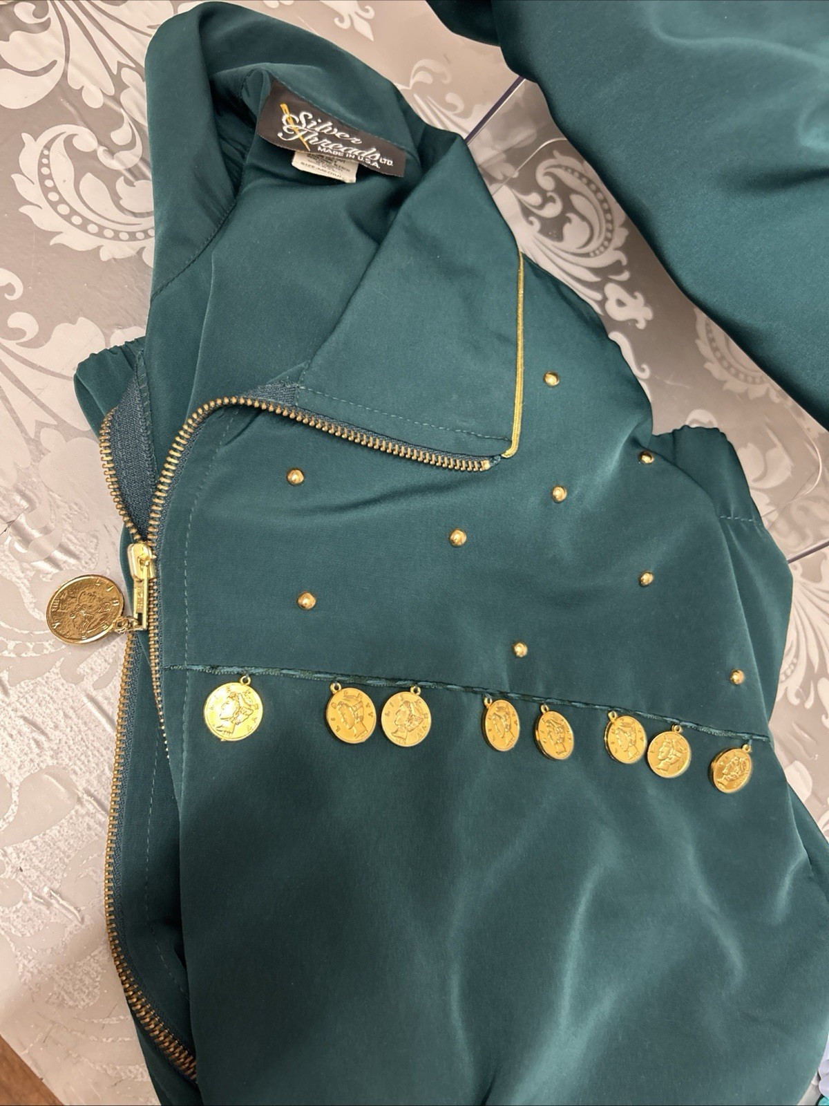 Silver Threads Vintage Jacket & Pants Set 80’s Emerald Green Size Medium Woman’s