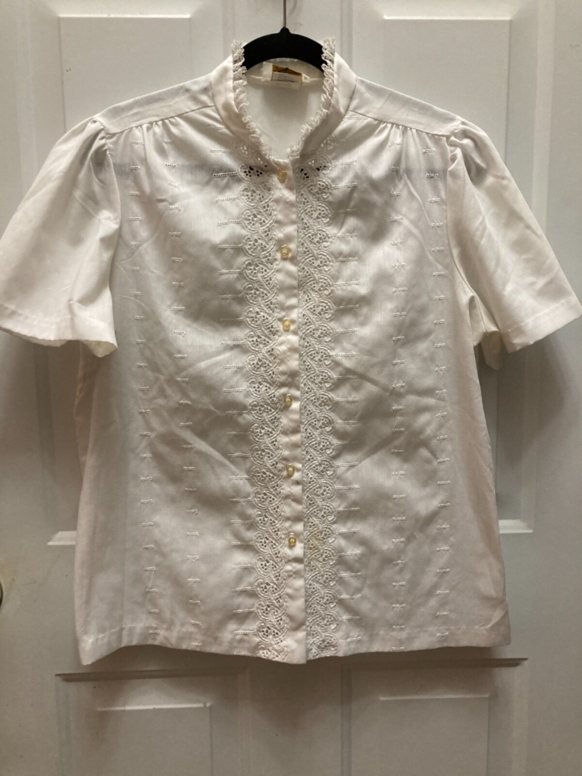 VINTAGE Rhoda Lee Cottagecore Lace trim Regencycore Blouse Steampunk Vtg 16