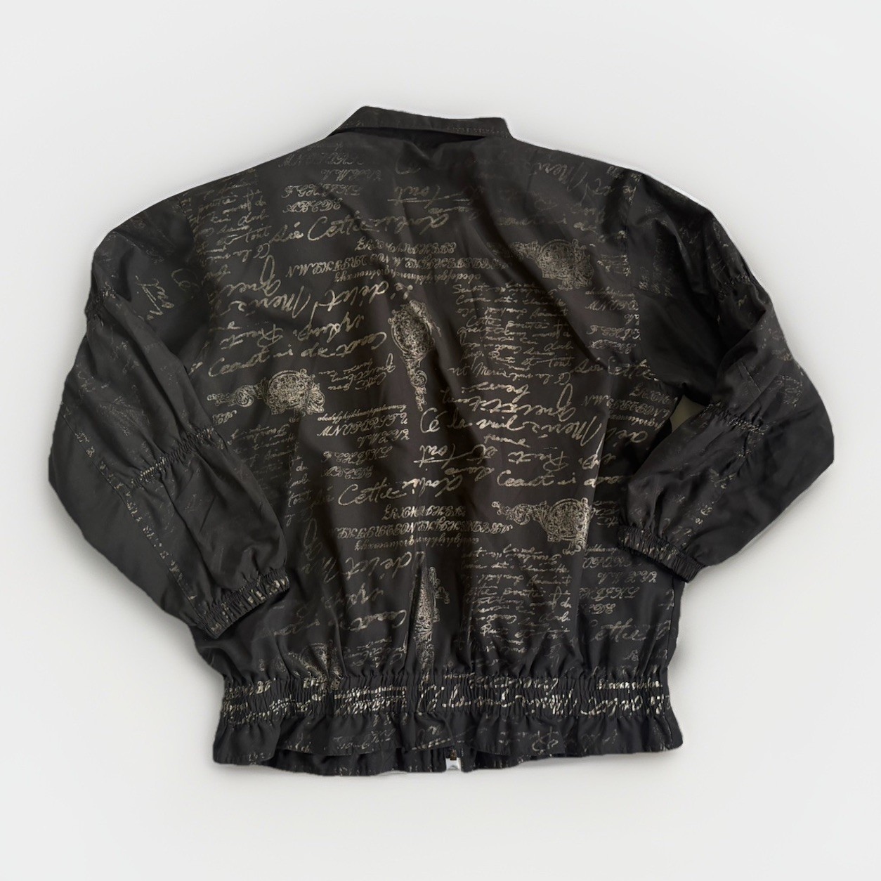 Vintage 80s 90s Windbreaker Track Suit Bomber Jacket & Pants Script Pattern L