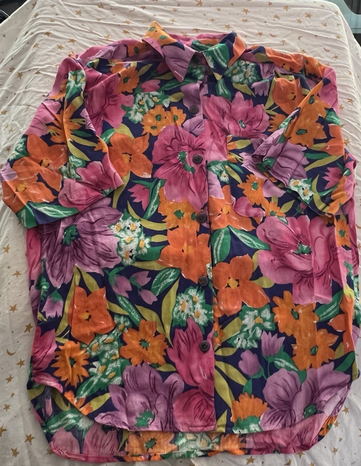 Vintage 90s Basic Essentials BE Tropical Short Sleeve Button Shirt