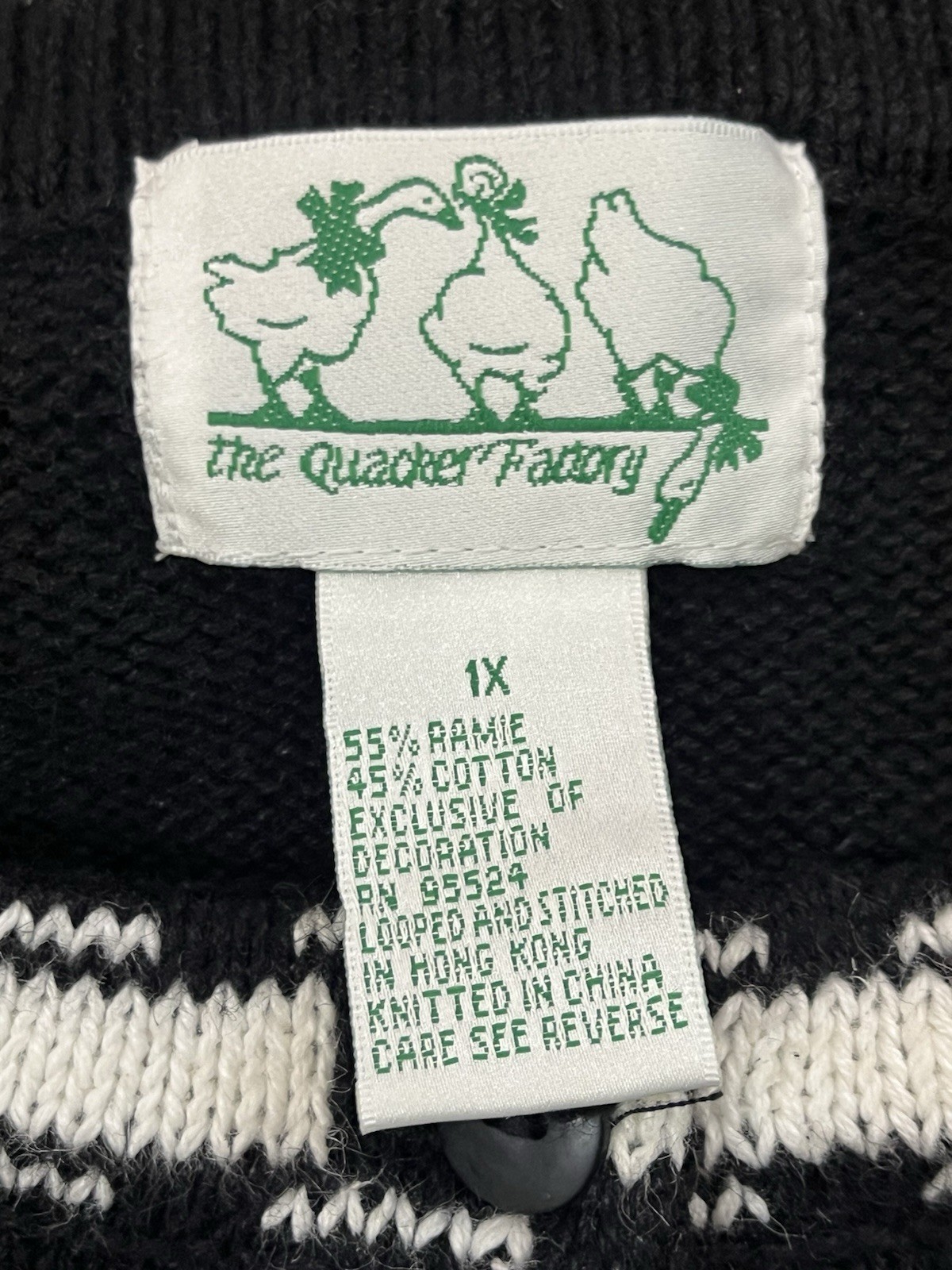Vtg Quaker Factory Cardigan Sweater Movie Theme Appliqué Embroidery Plus Size 1X