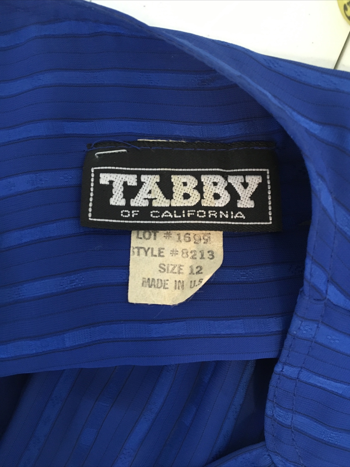 Vintage 80s Tabby of California Blue Romantic Floral Belted Tea Dress 12 Striped