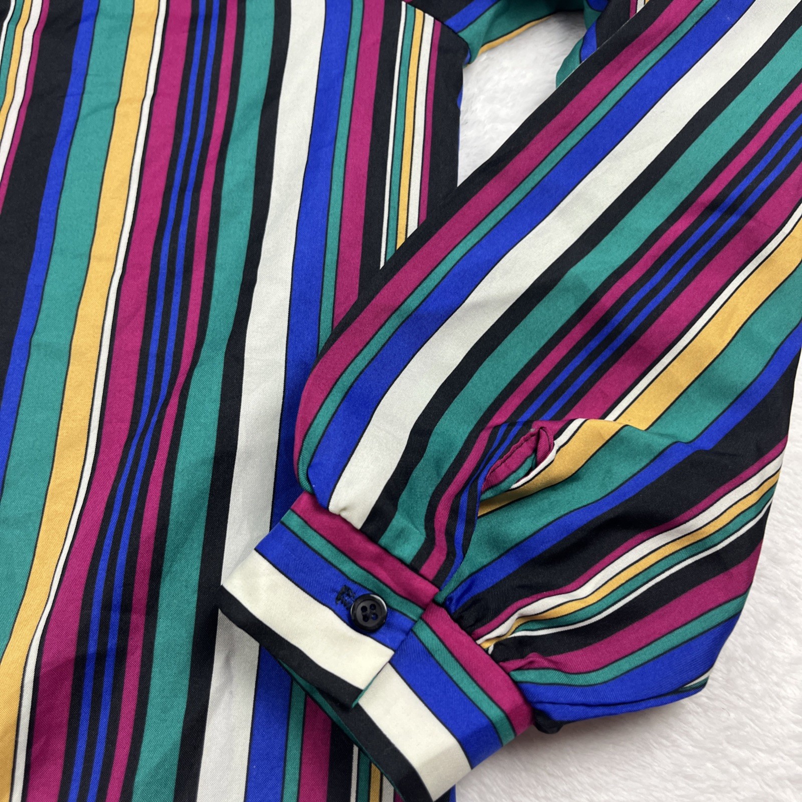 Vintage 70s Ship n Shore Striped Secretary Womens Size 10 Long Sleeve