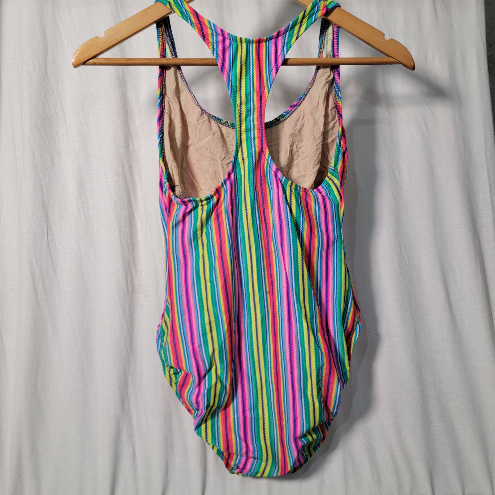 Vintage 80s SUNRAYS Neon Hi Cut One Piece Good Elastic Glow Party READ!
