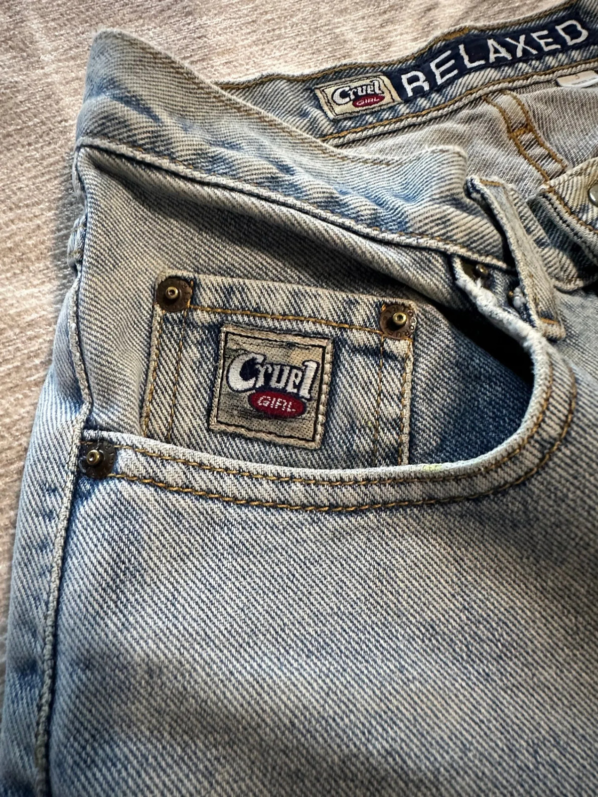 Vtg Cruel Girl Womens Relaxed Fit Jeans Size 3 24×31 High Waist Light Wash Denim