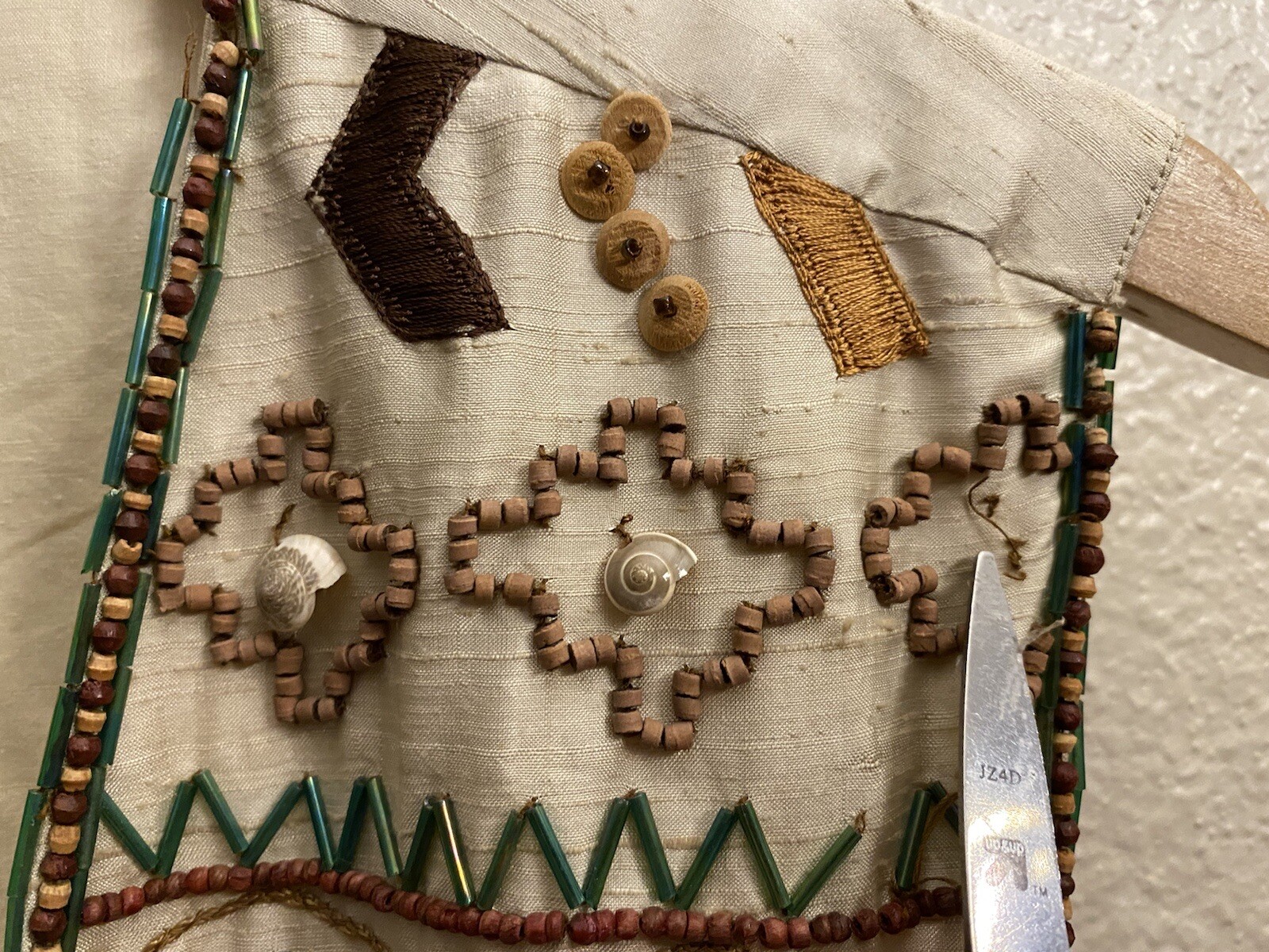 VTG Rafaella HIPPIE Boho VEST Wood Shell Beads Tribal Western 60s 70s Sz 1X RARE