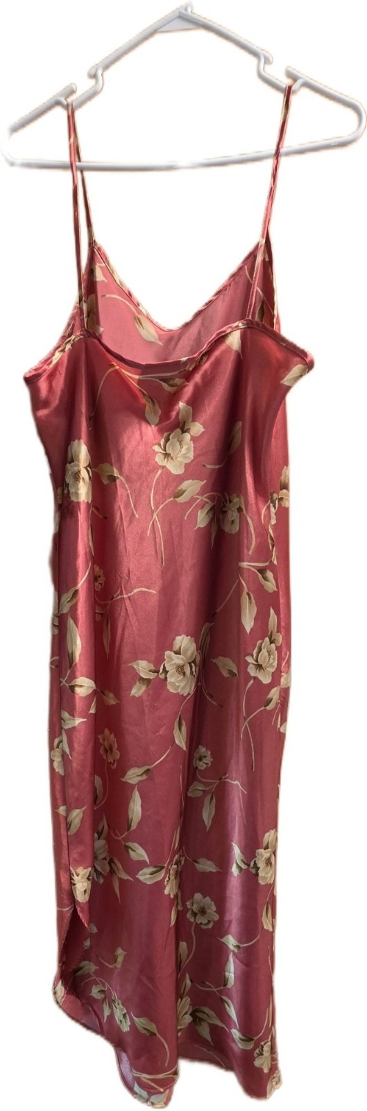 VTG Midnight Velvet Floral Satin Slip Dress L Pink Grunge Fairy Cottagecore 90s