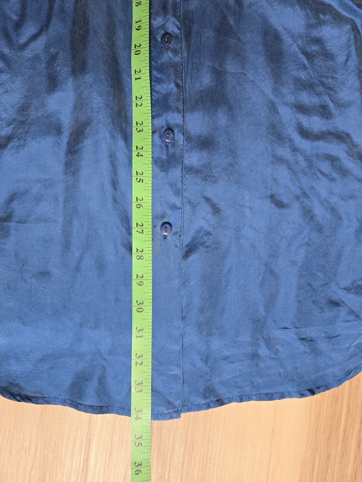 Louise Paris Women Vintave Shirt/szM/dark Blue/oversize/silk/pockt/botton/blouse