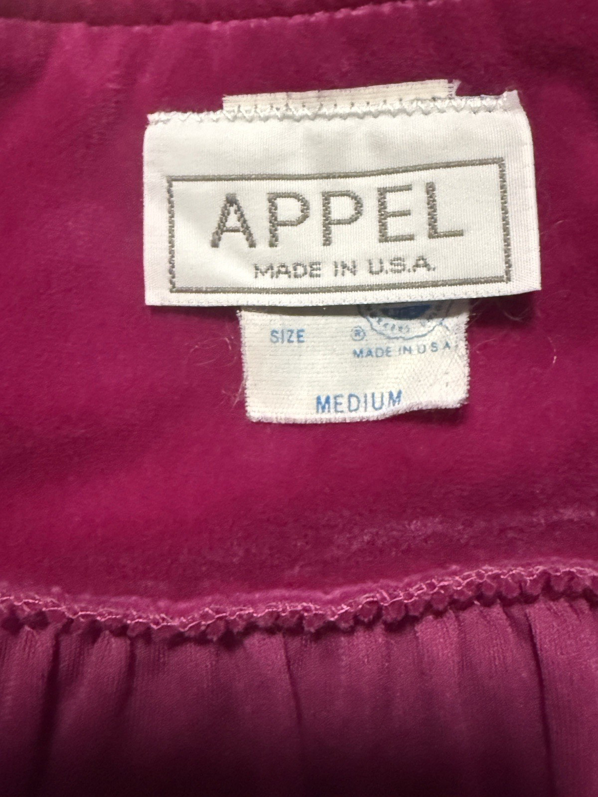 Vtg Appel Velvet Maxi Nightgown Fuchsia Med Regal Empire Romantic Cottage Boho