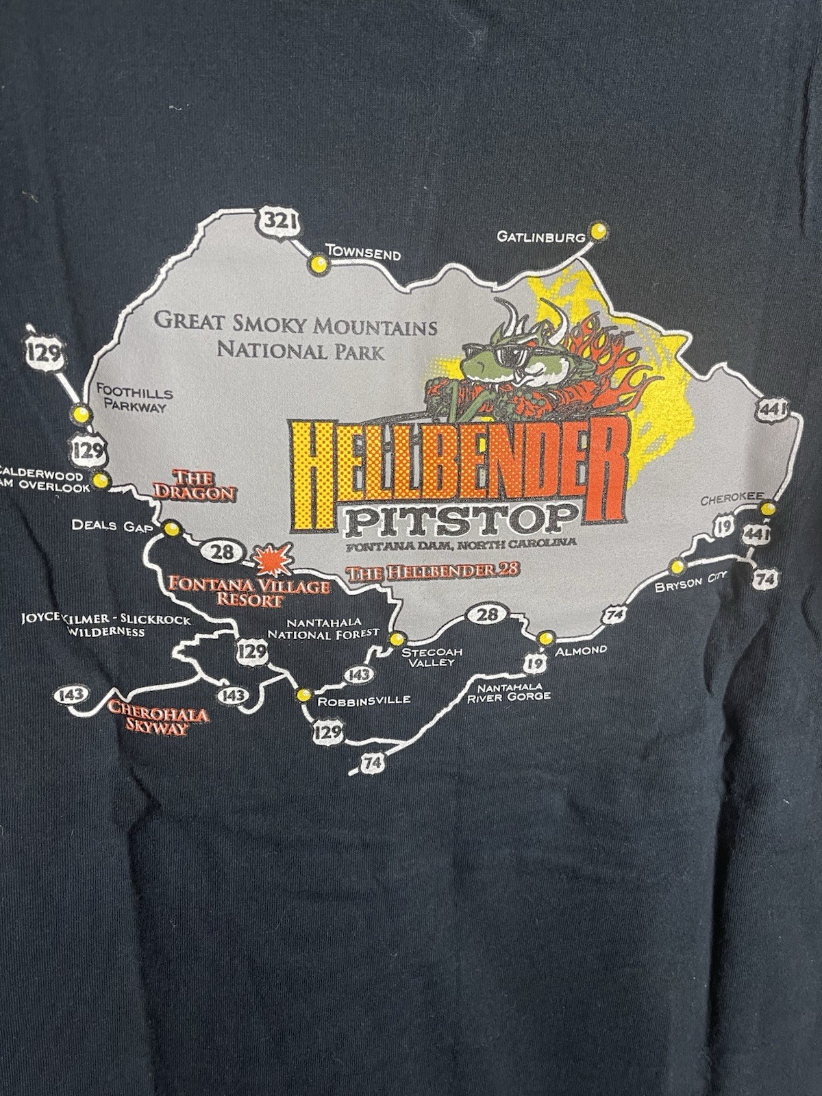 Vintage Hell Bender Pit Stop Fontana Damn North Carolina T-Shirt Adult Large