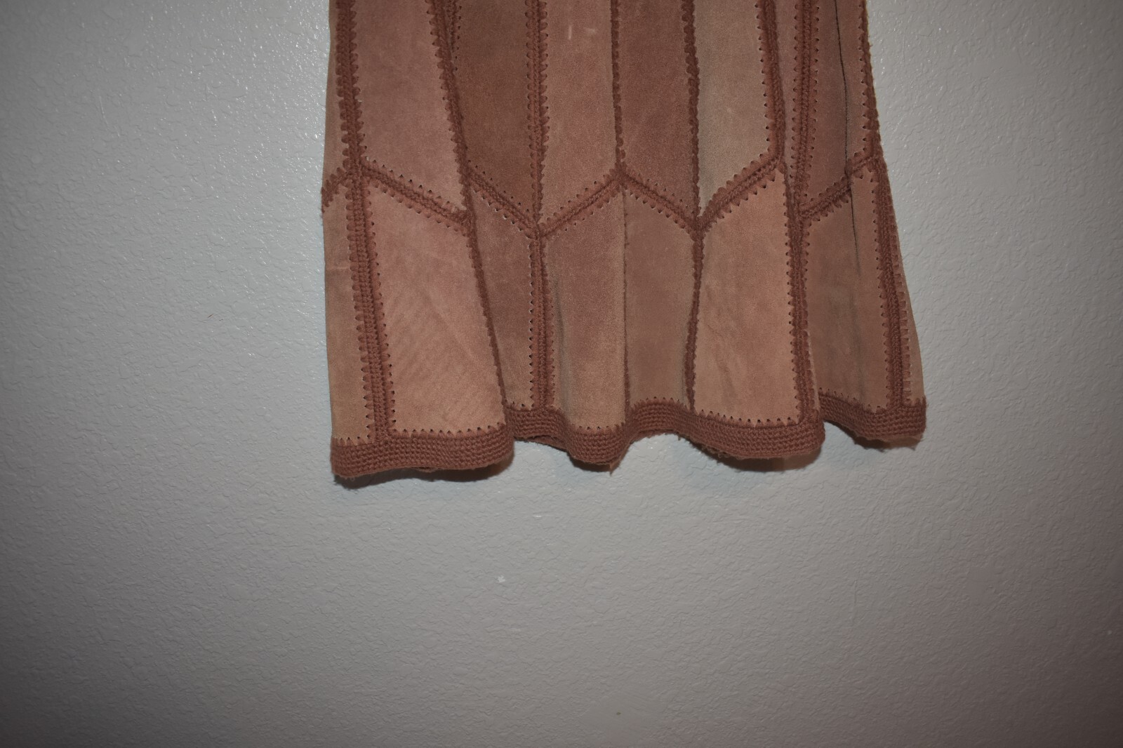 Vintage Modern Junior 1970’s Leather/Suede and Crochet Vest and skirt set Size